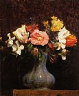 Tulip Paintings - Flowers Camelias and Tulips by Henri Fantin-Latour
